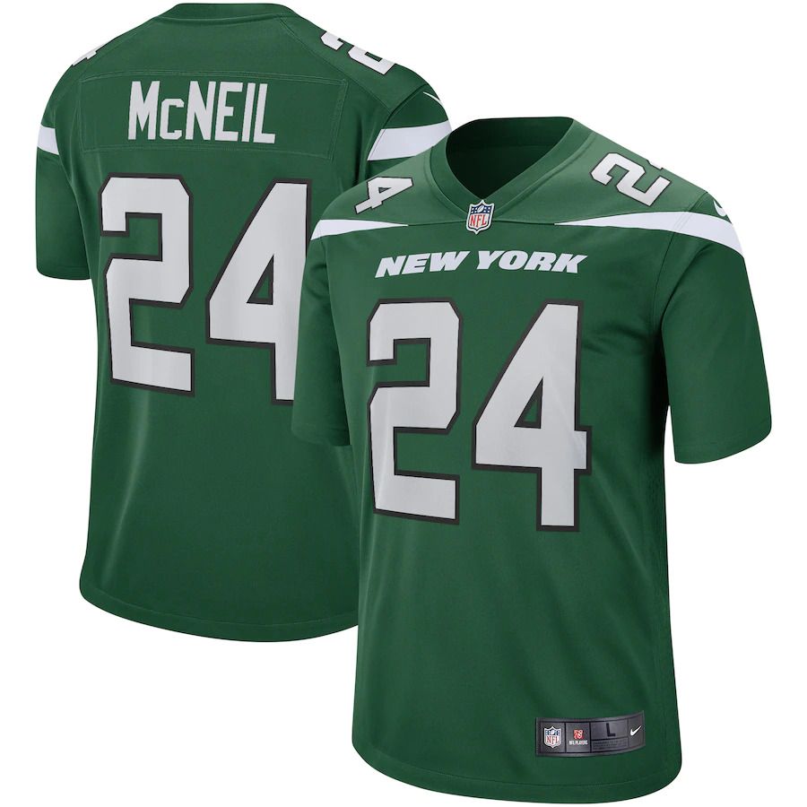 Men New York Jets #24 Freeman McNeil Nike Gotham Green Game Retired Player NFL Jersey